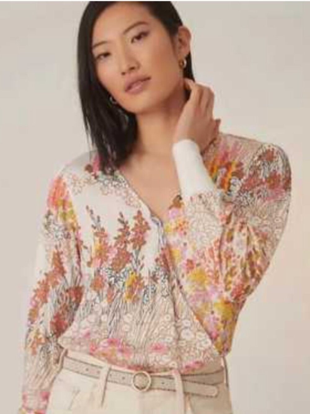 TINY Anthropologie Floral Garden Wrap Top | XS | Boho Cottagecore Blouse